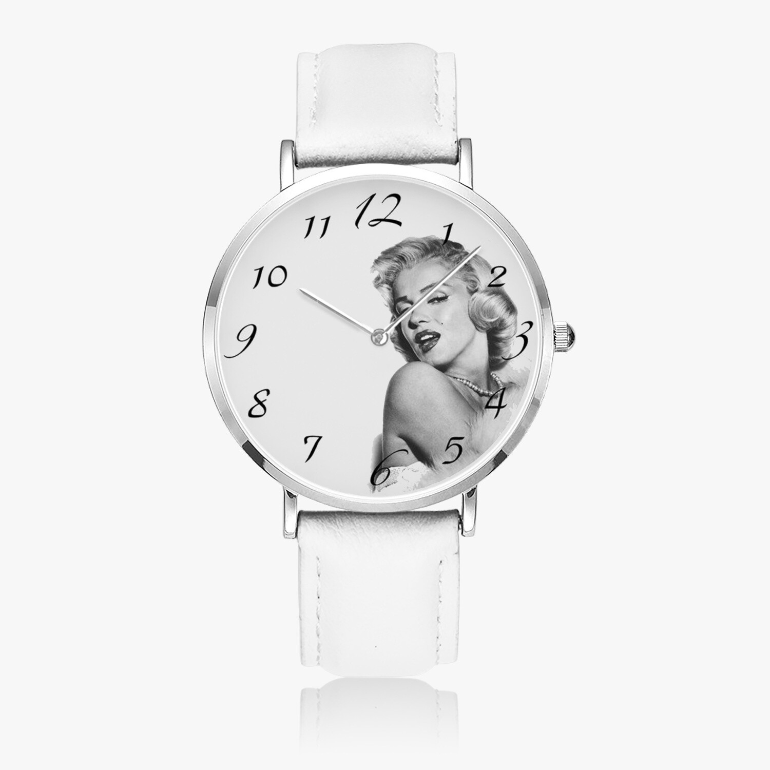 Marilyn Monroe leather wristwatch silver