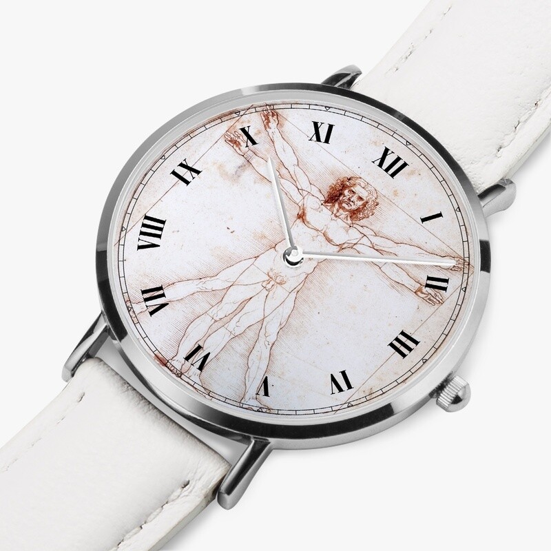 Leonardo da Vinci leather wristwatch silver