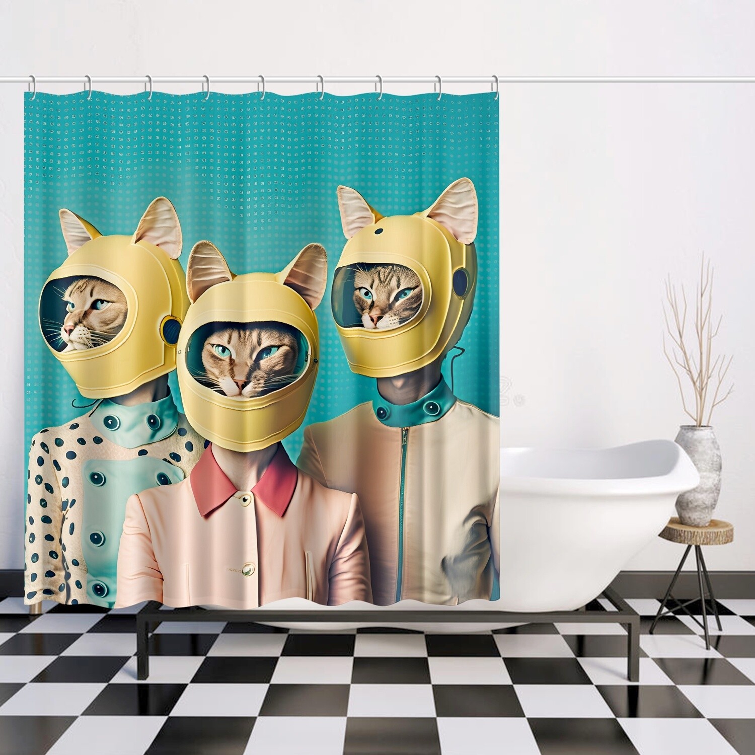 Vintage style cats shower curtain