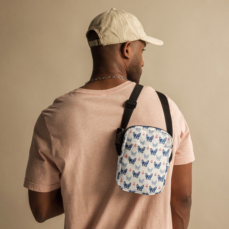Maritime French Bulldog utility shoulder bag