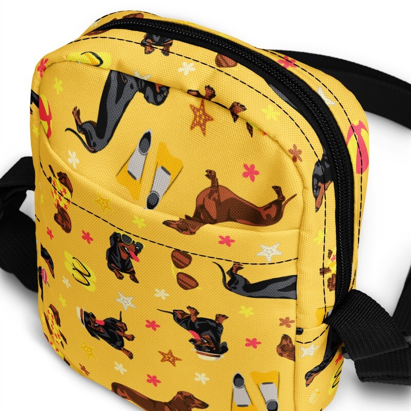 Dachshund on the Beach Utility Crossbody Bag