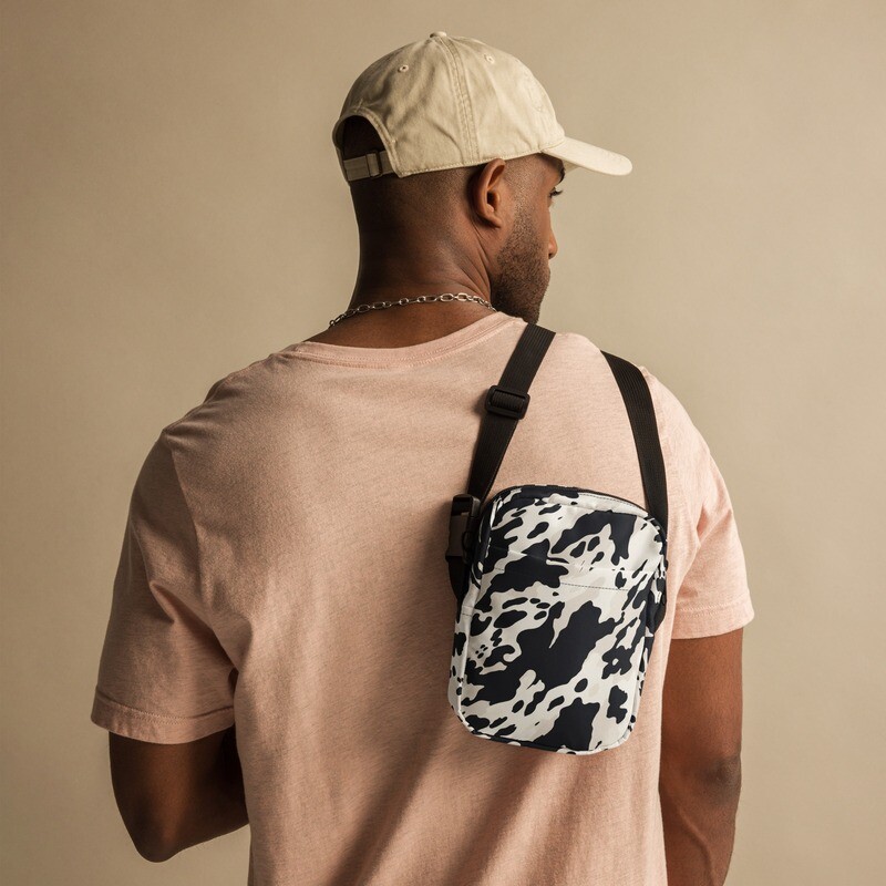 Cowhide pattern utility shoulder bag
