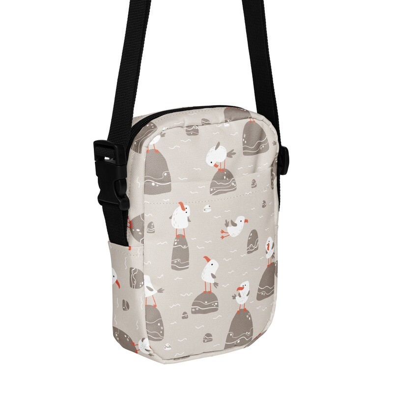 Beige seagulls utility shoulder bag