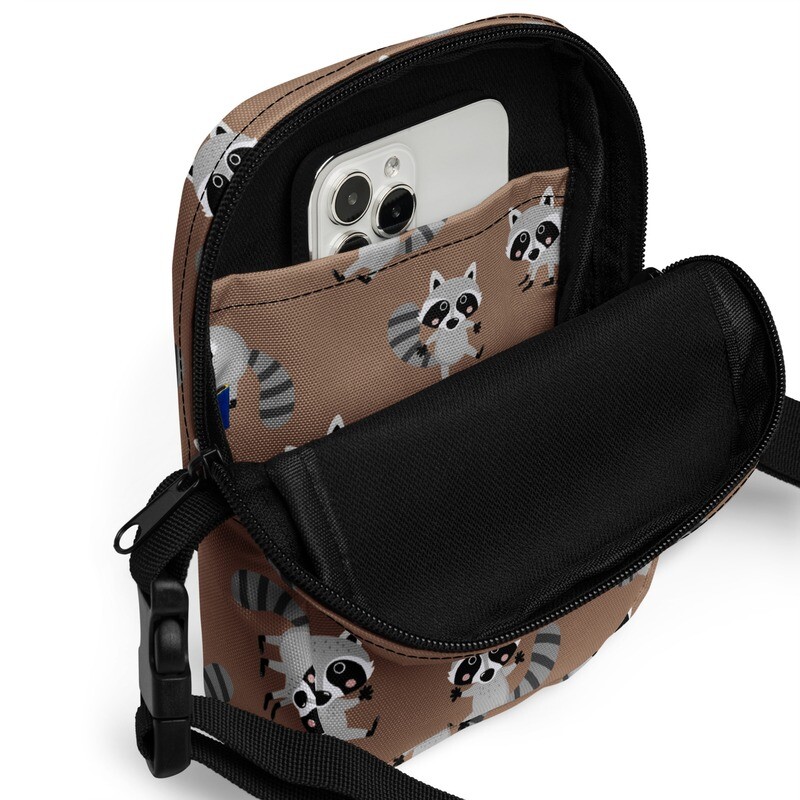 Funny raccoon utility shoulder bag