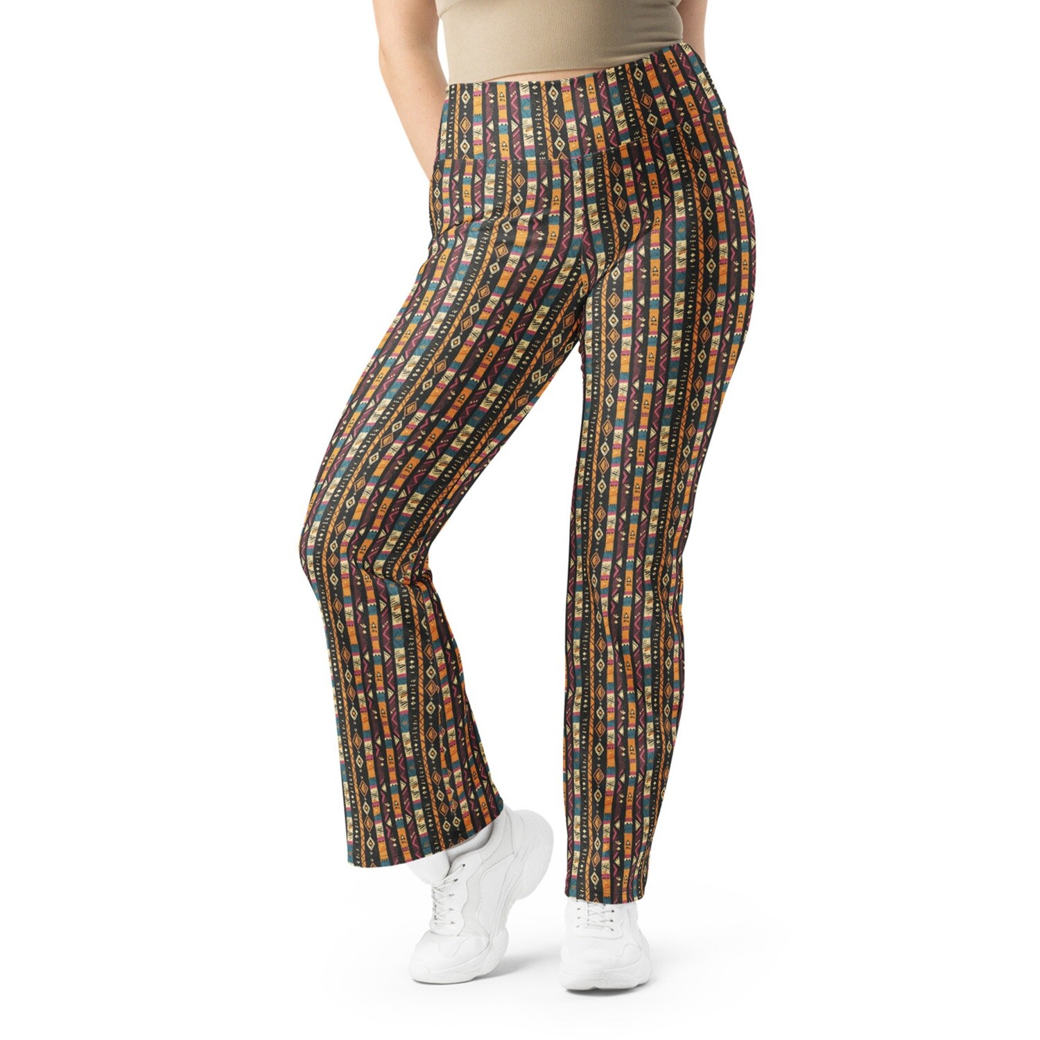 High-waist flared leggings boho-tribal
