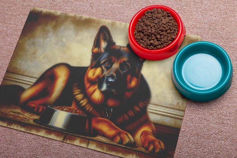 Leather floor mat German Shepherd