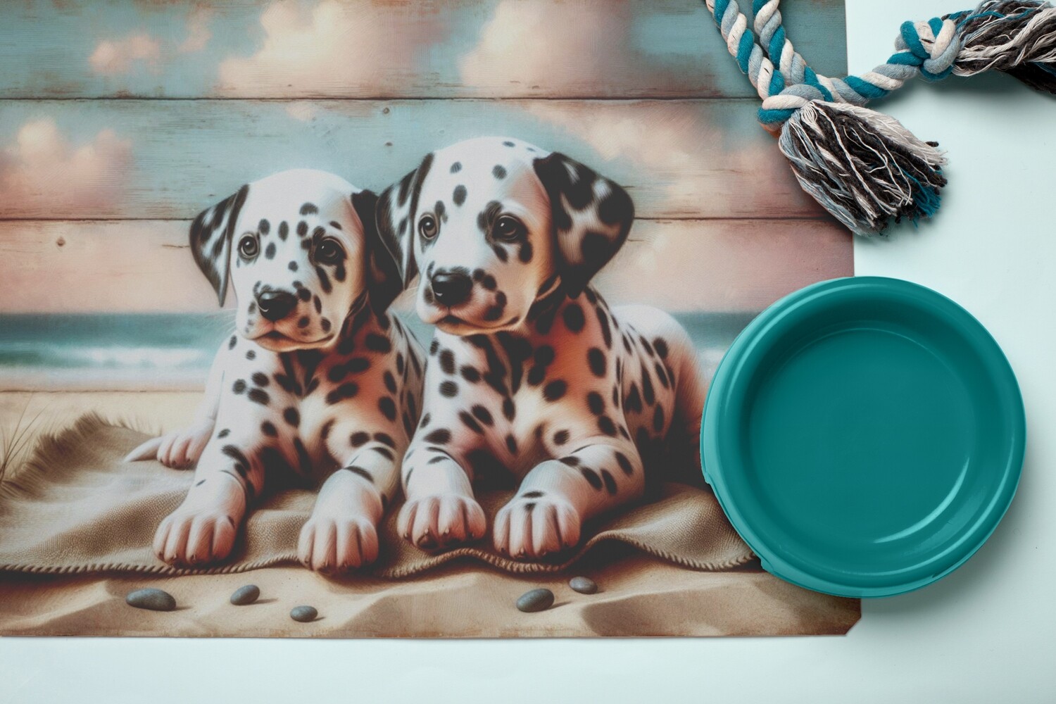Leather floor mat Maritim - Dalmatian puppies