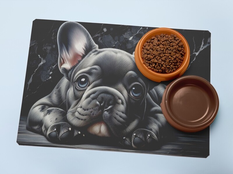 Marbled Leather Floor Mat - French Bulldog
