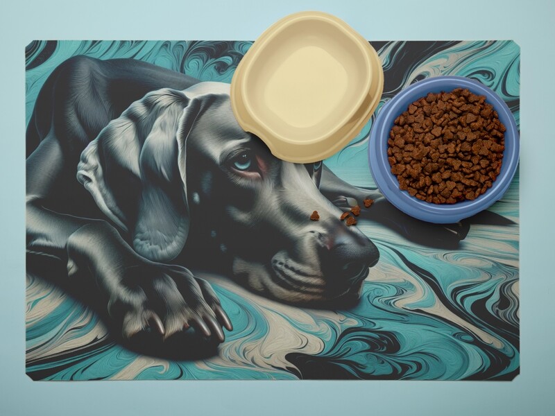 Leather floor mat turquoise marbled - Weimaraner