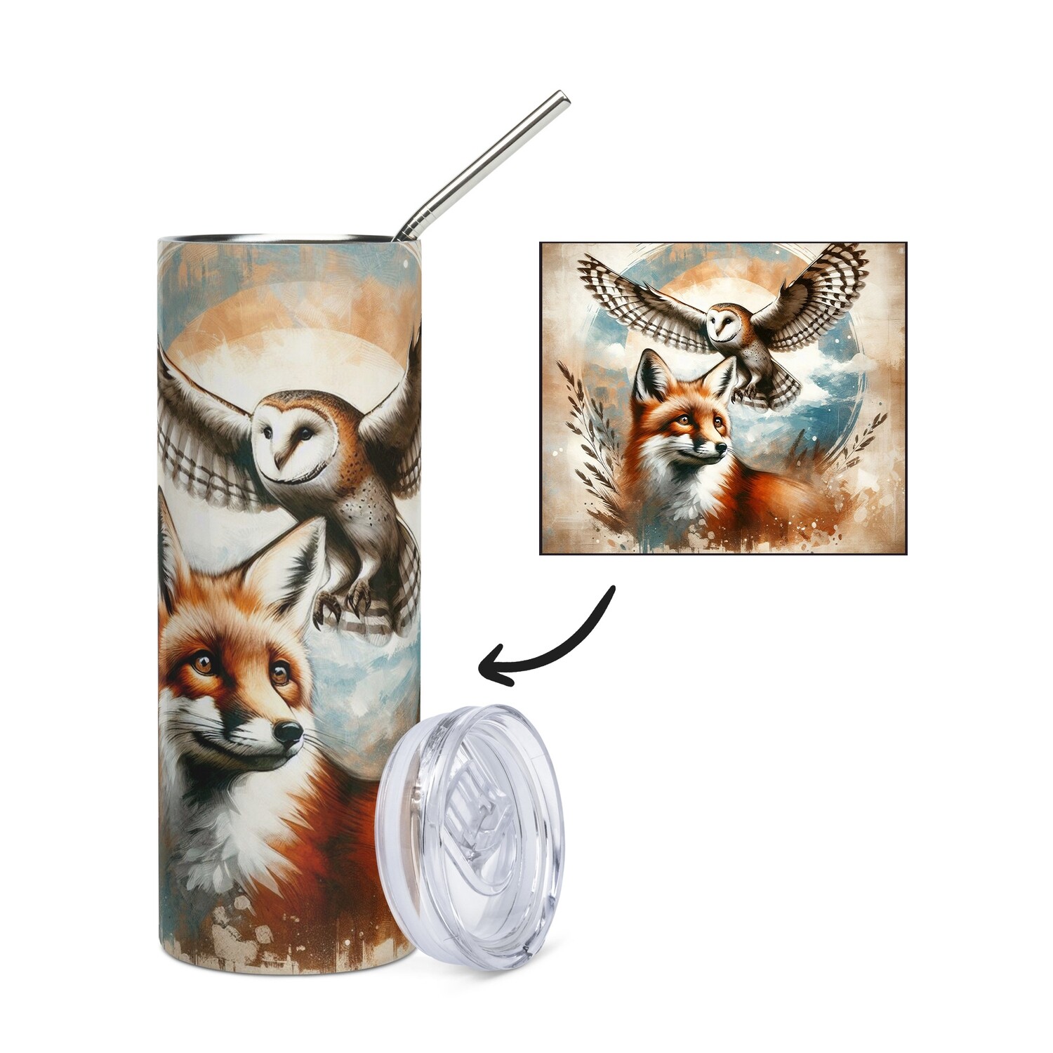 Fox &amp; Owl Stainless Steel Mug - Tumbler