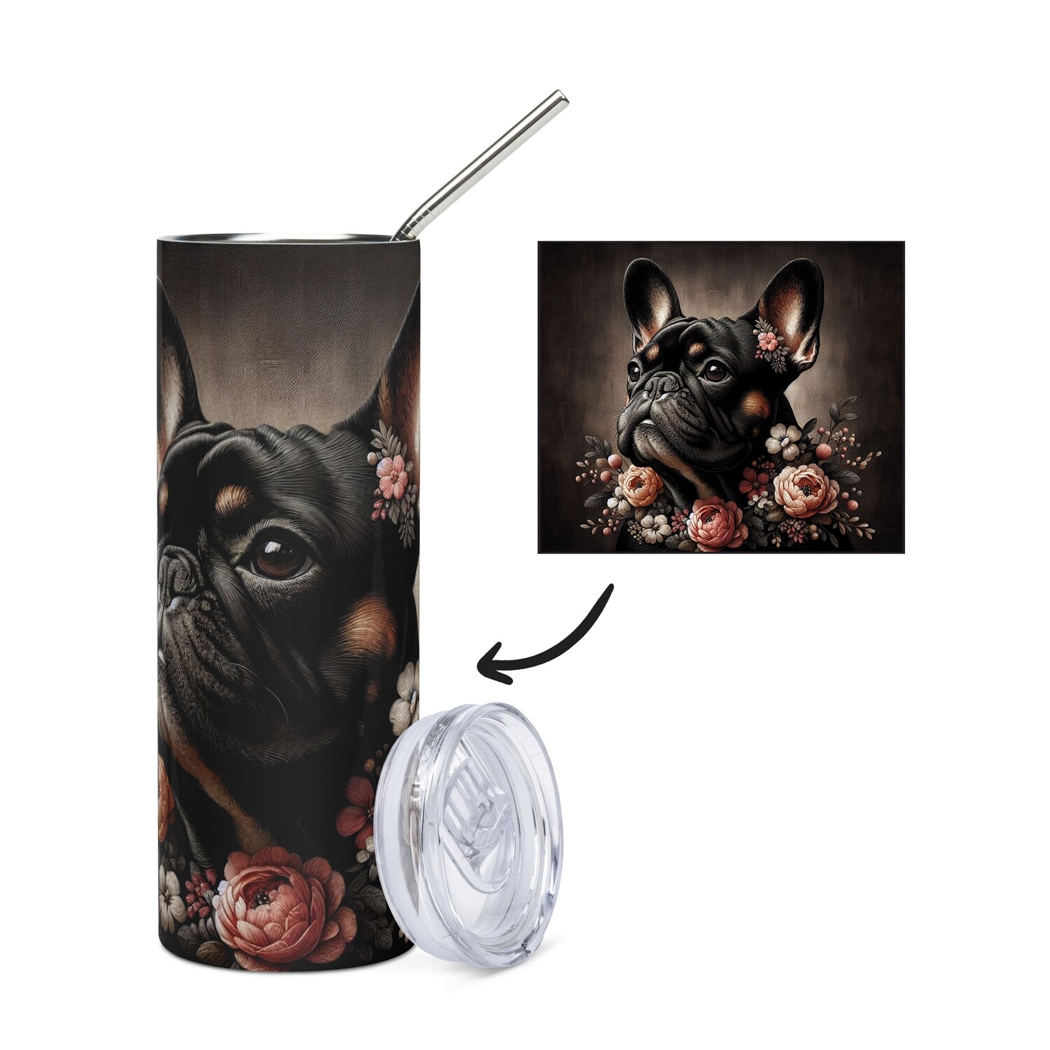 Französische Bulldogge Edelstahlbecher - Tumbler