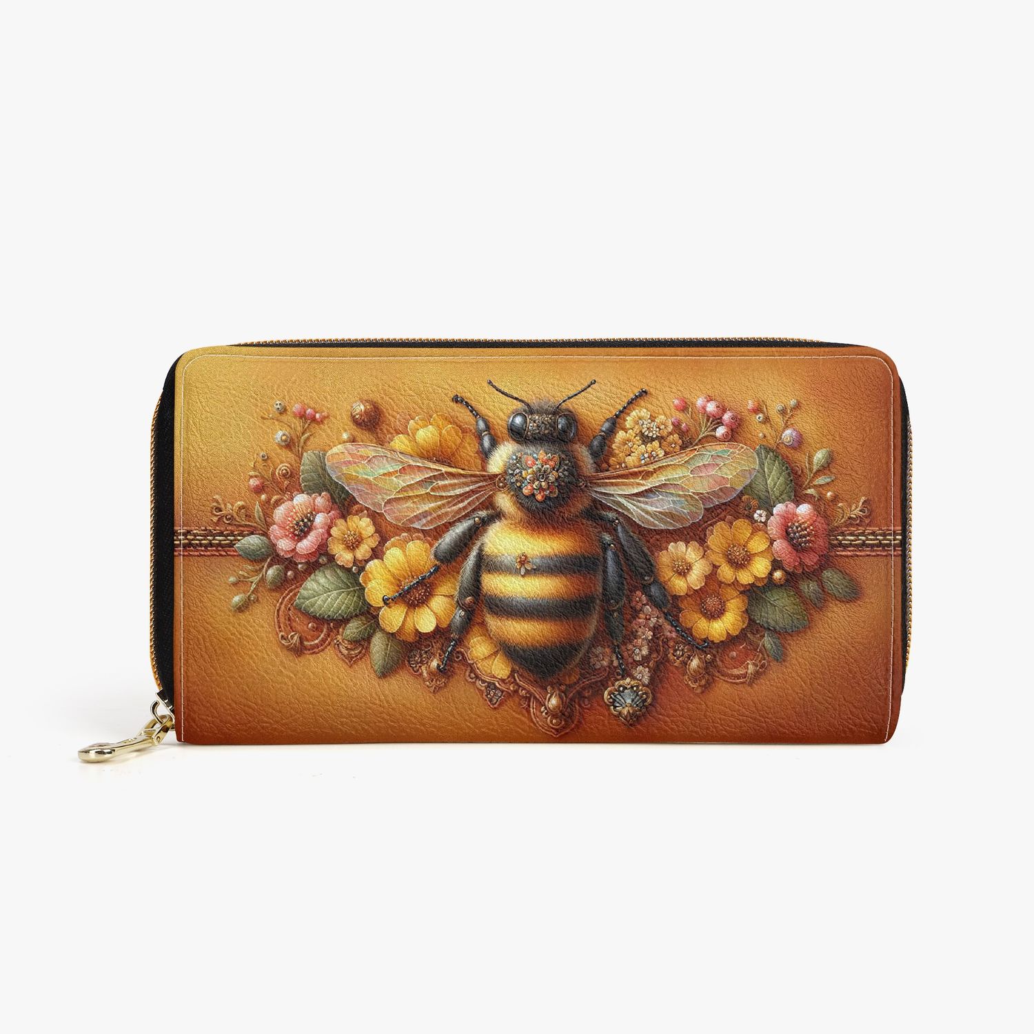 Long zipper bee purse