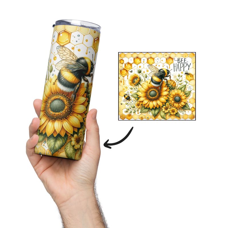Bee Happy - bee stainless steel cup - tumbler