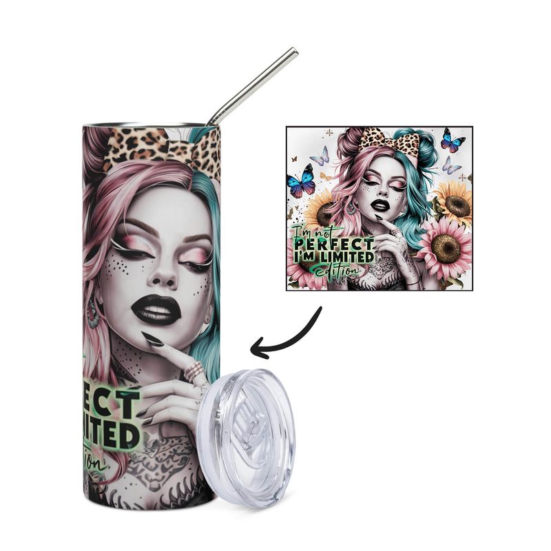 &quot;I´M NOT PERFECT, I´M LIMITED EDITION&quot; stainless steel cup - tumbler