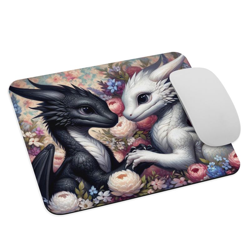 Dragons in love mouse pad
