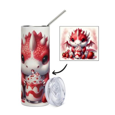 Drache - Erdbeer Milchshake Edelstahlbecher - Tumbler