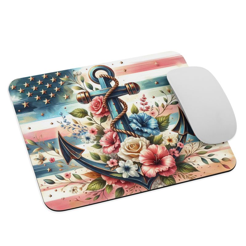 Watercolor anchor mouse pad
