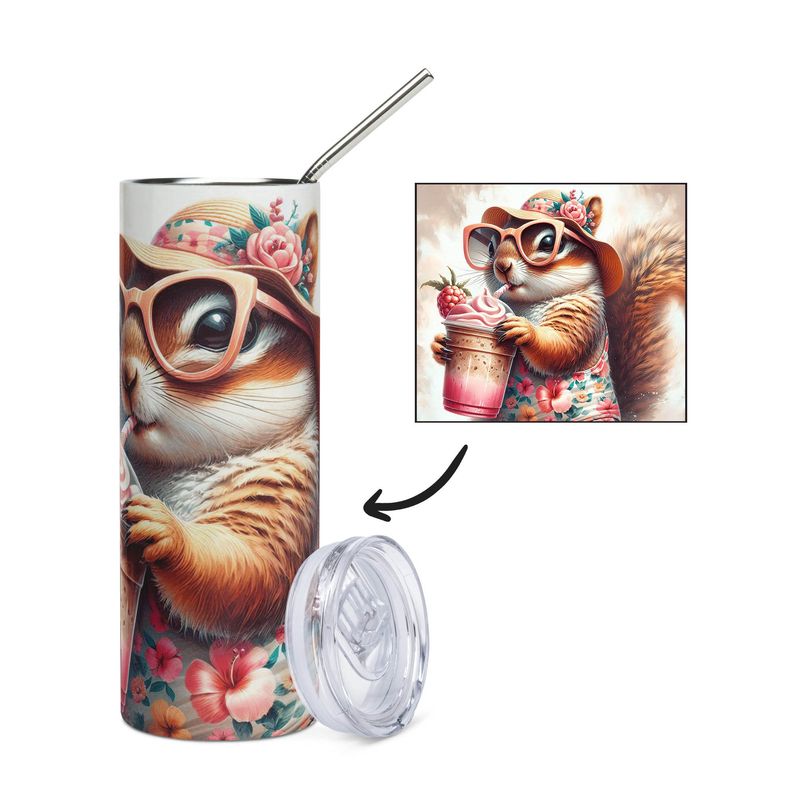 Squirrel in a swimsuit stainless steel cup - tumbler
