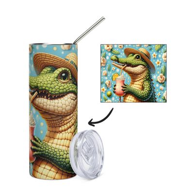 Crocodile with shake stainless steel cup - tumbler