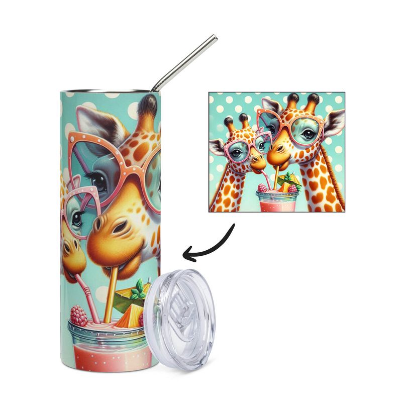 Giraffes with Shake Stainless Steel Cup - Tumbler
