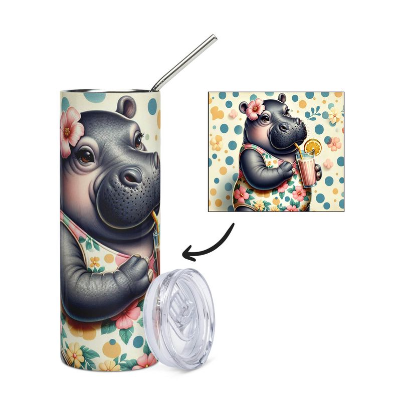 Hippo with shake stainless steel cup - tumbler
