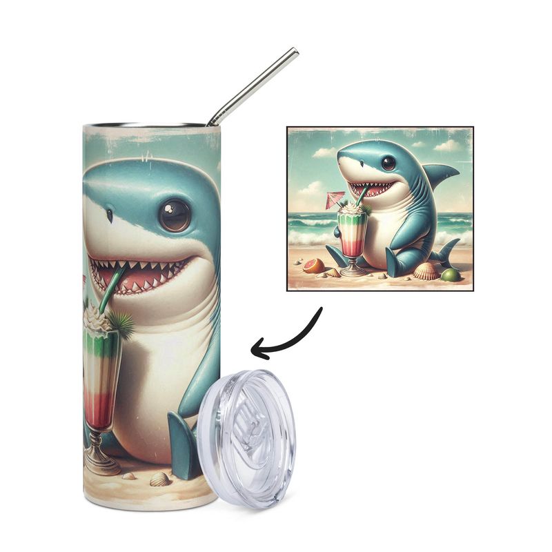 Shark with Shake Stainless Steel Cup - Tumbler