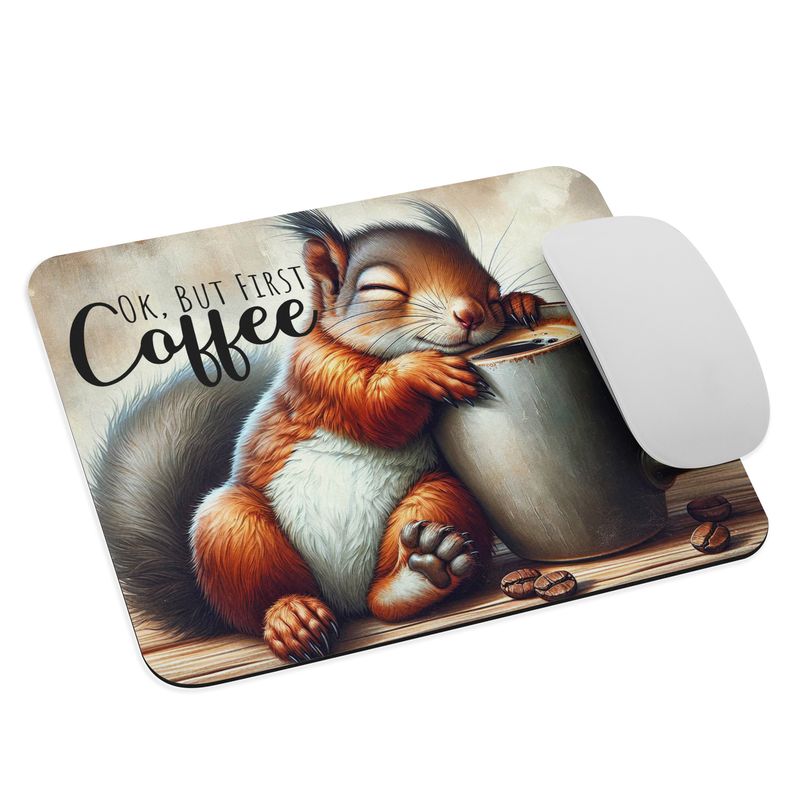 &quot;OK, BUT FIRST COFFEE&quot; mouse pad