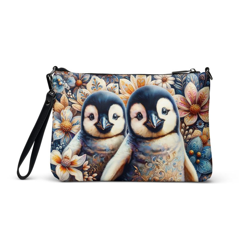 Shoulder bag penguin - flowers