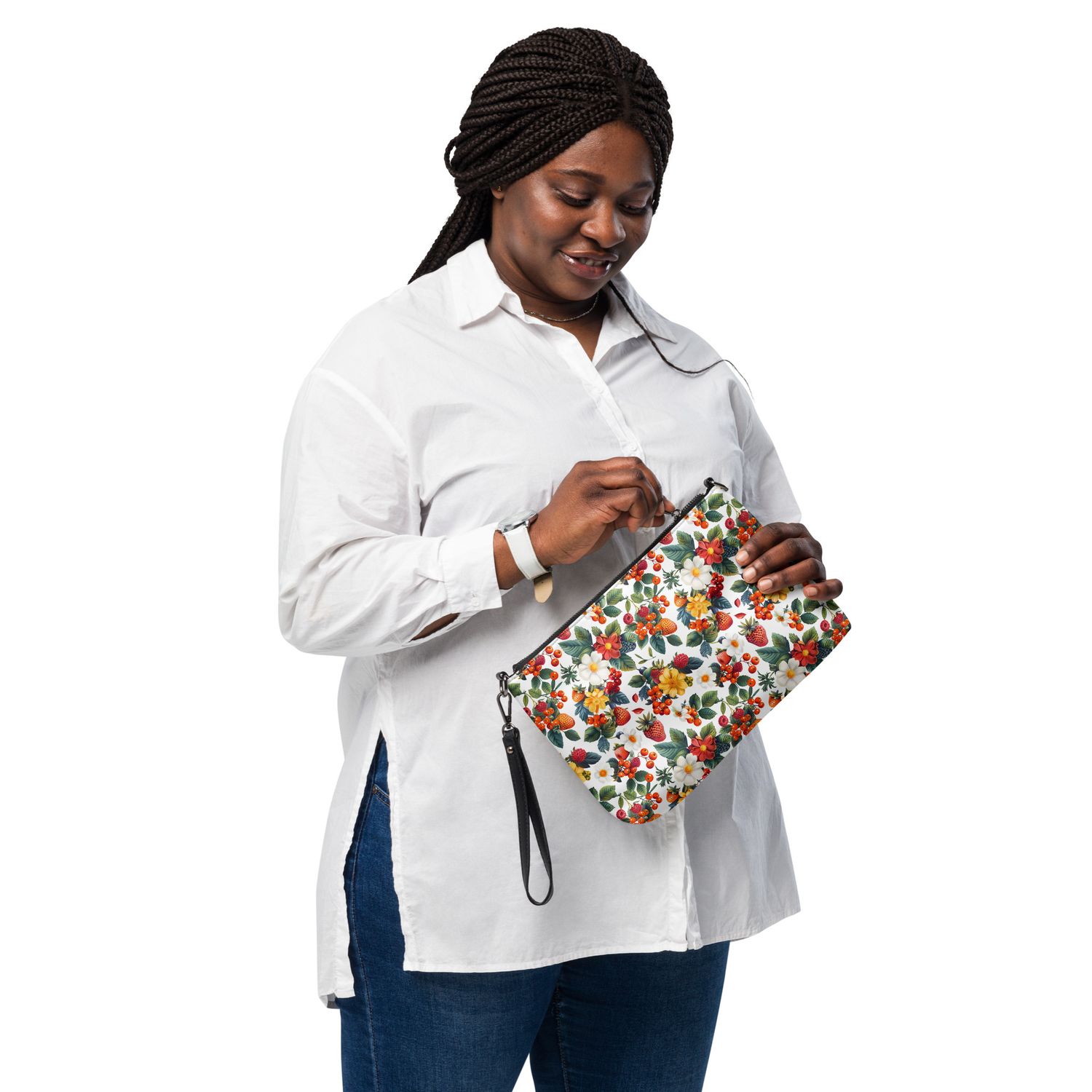 Shoulder bag strawberries - flowers