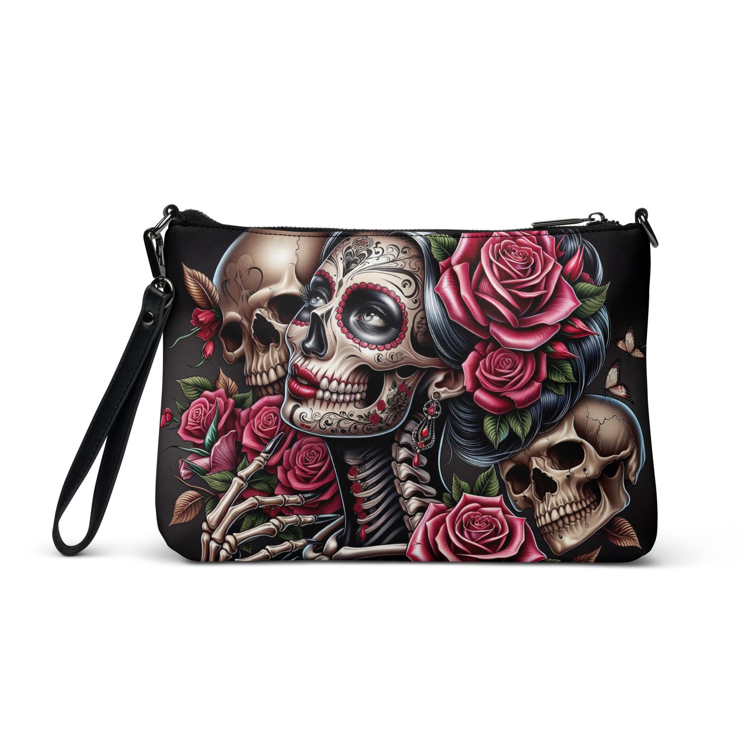 Shoulder bag skeleton woman - roses
