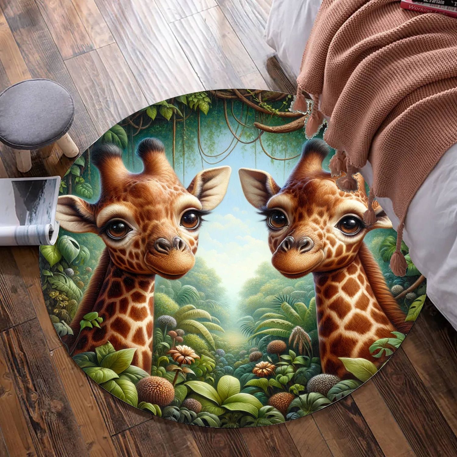 Giraffe round rug