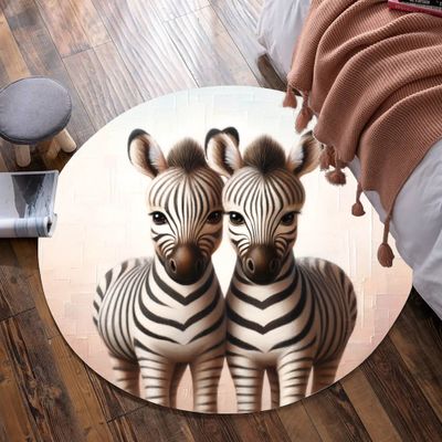Cute zebra round rug