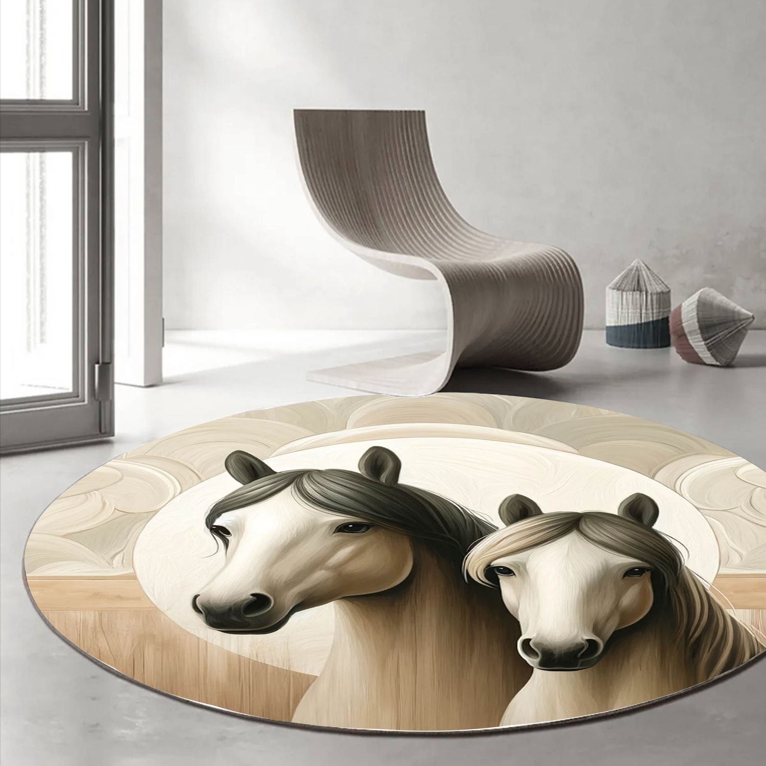Horse - Abstract Round Carpet