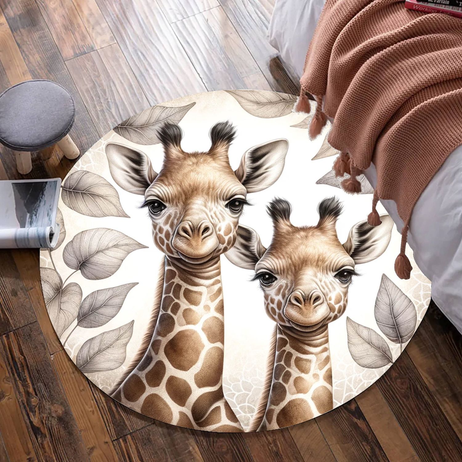 Giraffes round carpet