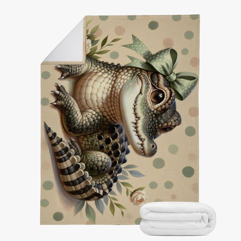 Cute cuddly blanket with a crocodile motif