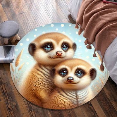 Meerkat - Light Blue Round Carpet