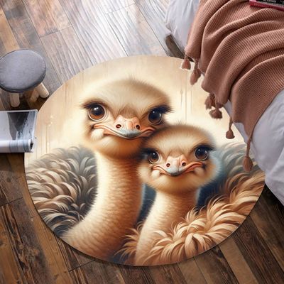 Ostrich - Beige Round Carpet