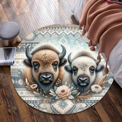 Bohomain Bison round rug