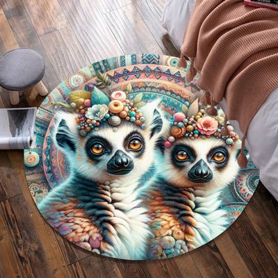 Bohomain Colorful - Lemurs Round Carpet