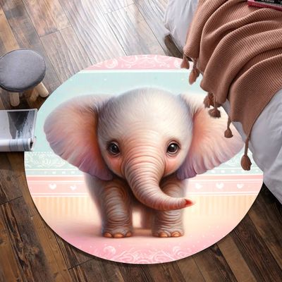 Little Elephant - Pastel Round Rug
