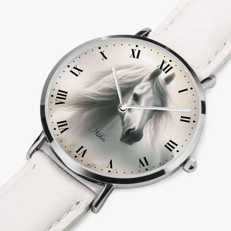White Horse Leather Watch Silver