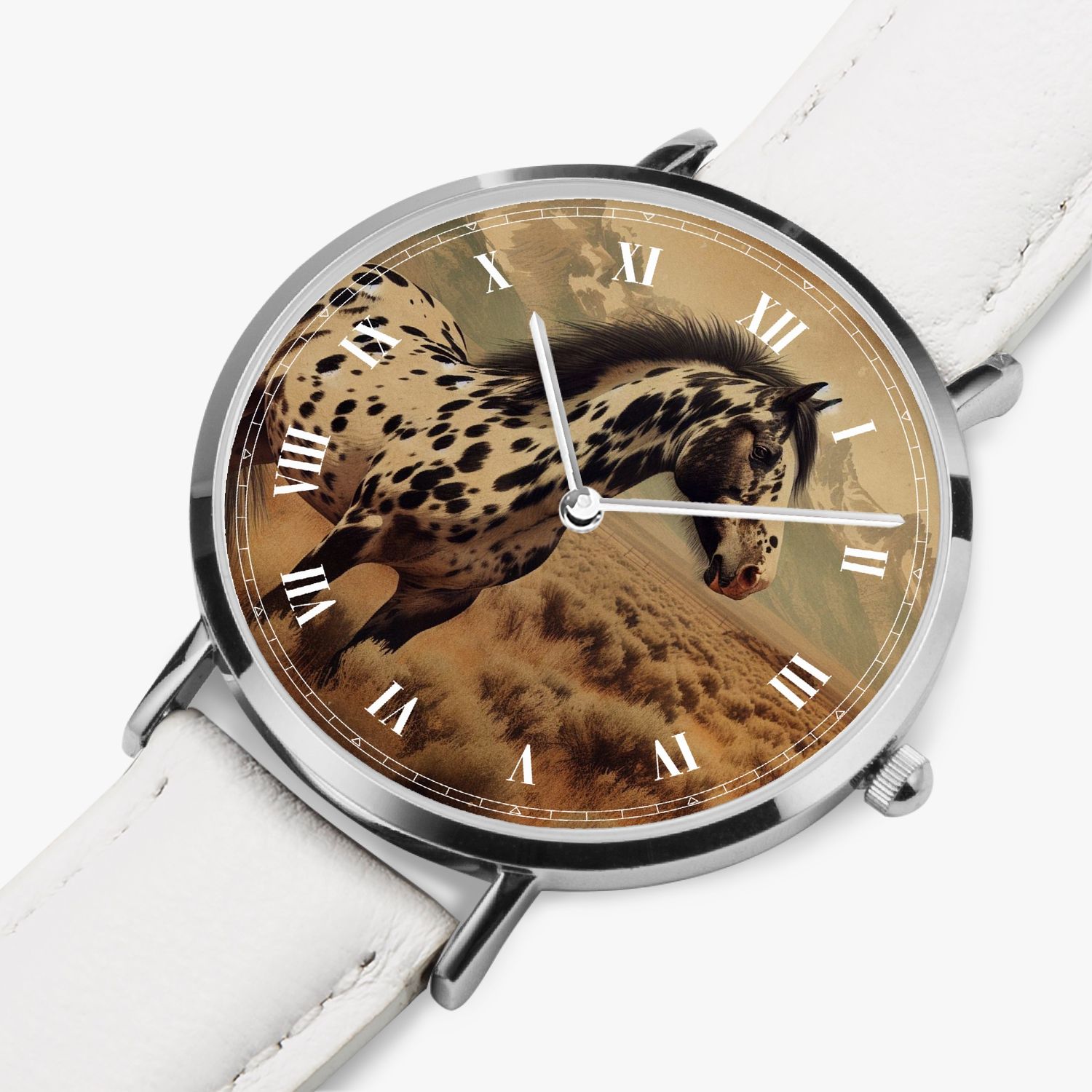 Vintage-Stil Pferd Damen Armbanduhr Silber