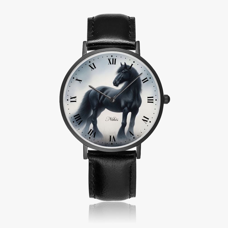 Black Horse Leather Watch Black