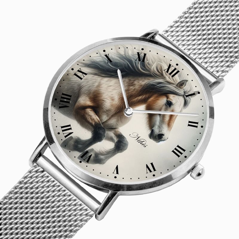 Stainless steel horse wrist watch