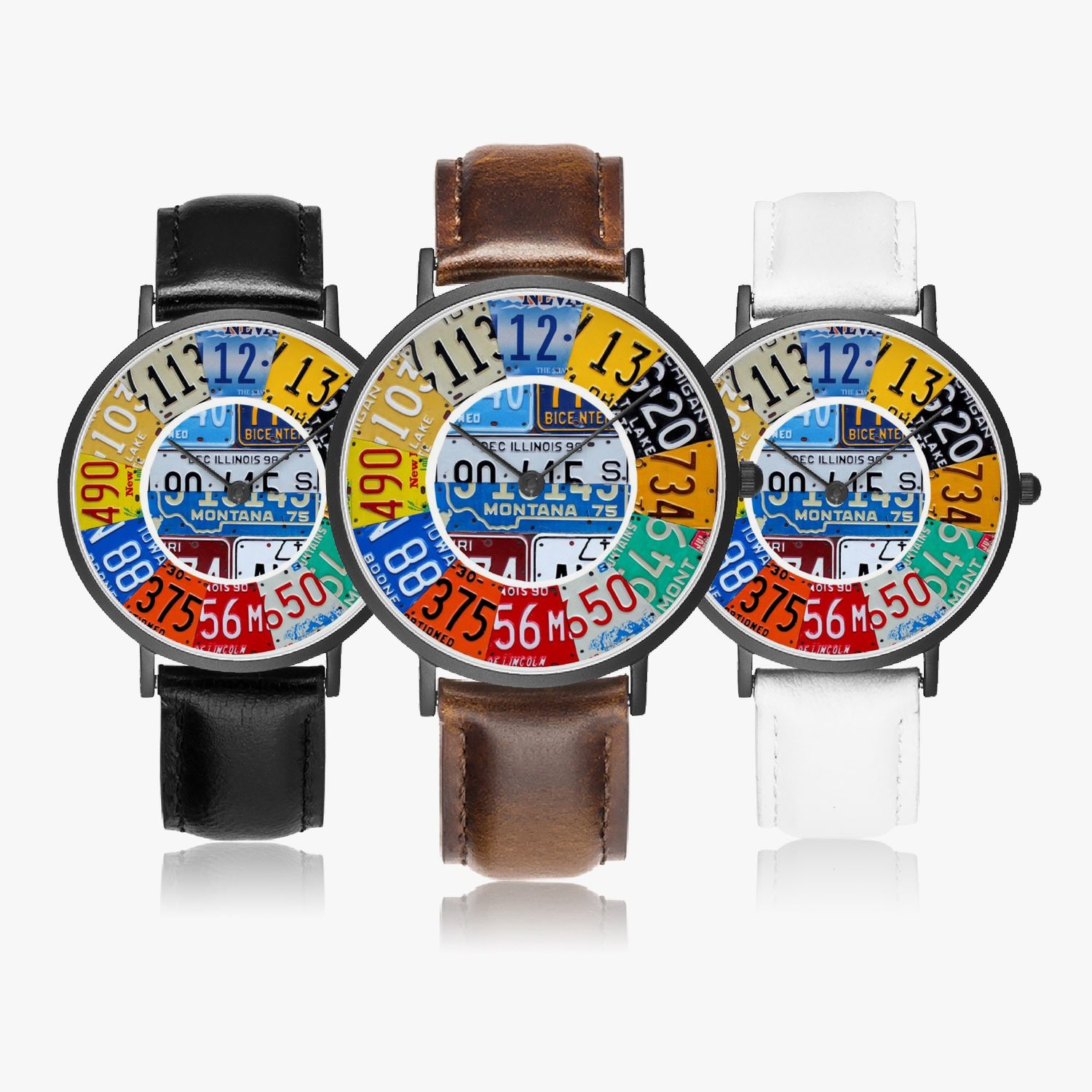 USA Signs Leather Watch Black