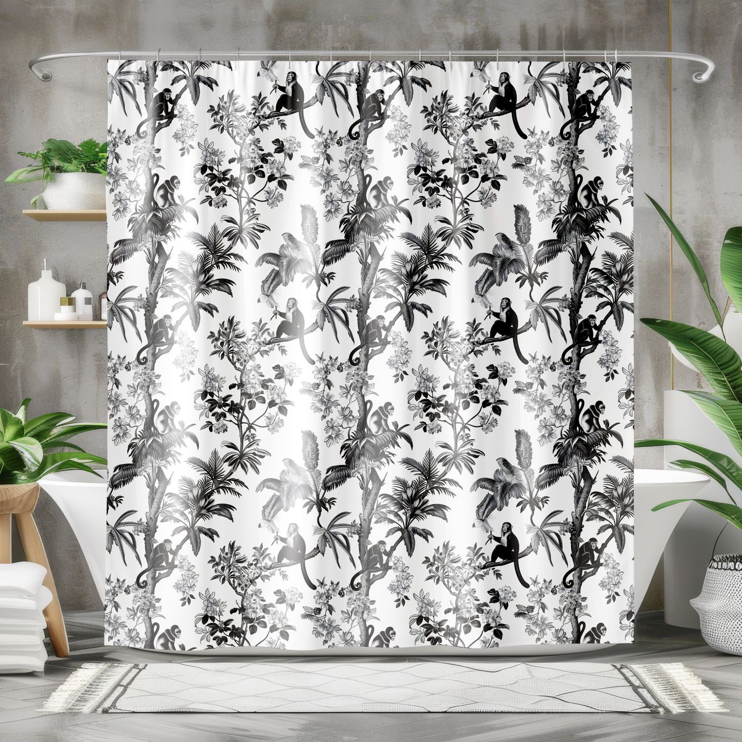 Tropical leaves shower curtain