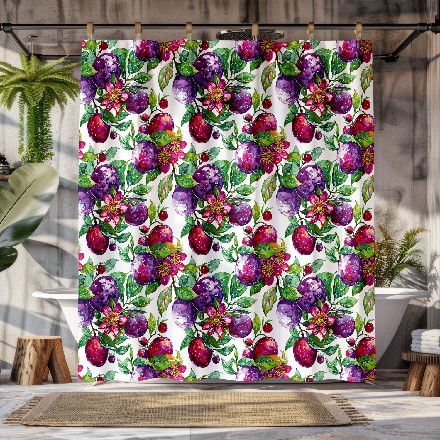 Passion fruit shower curtain