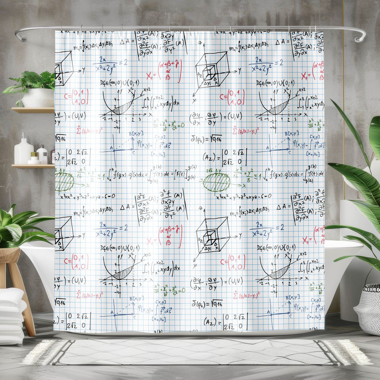 Original mathematics shower curtain