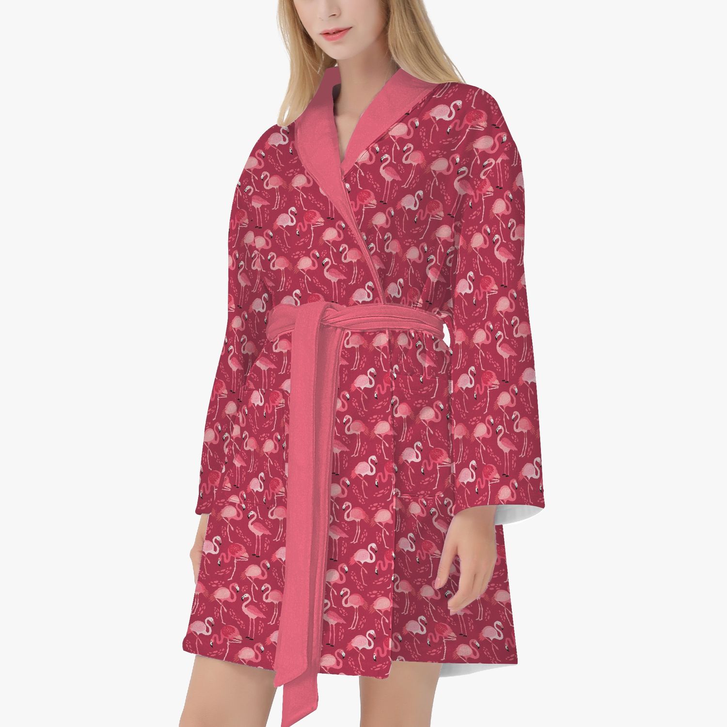 Pink flamingo bathrobe