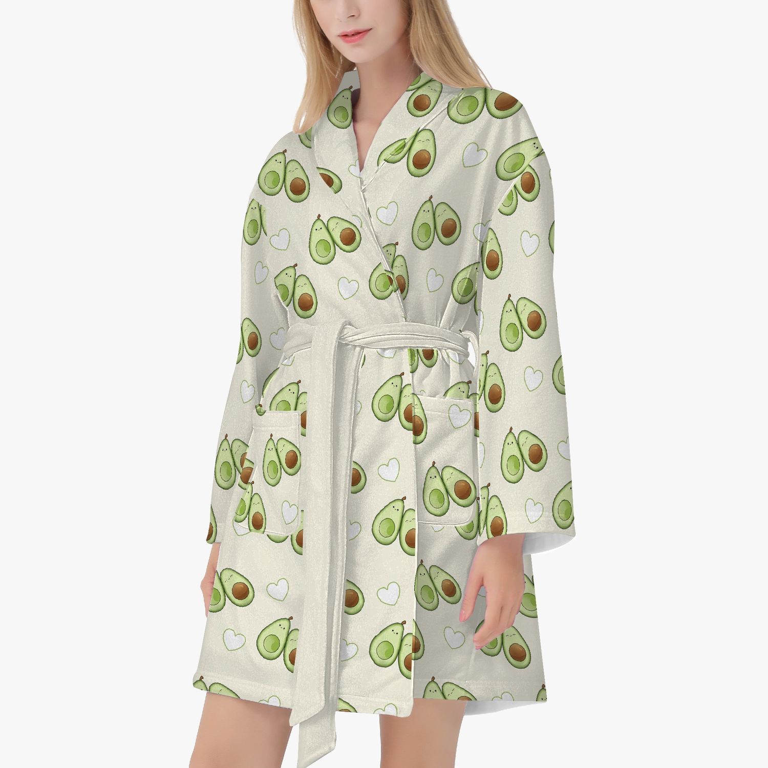 Cartoon avocado pattern bathrobe
